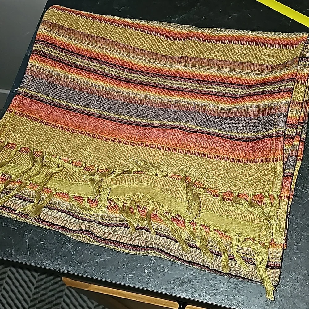 Crate & Barrel Castillo 90’’ Runner Striped Terra Cotta Orange Southwestern